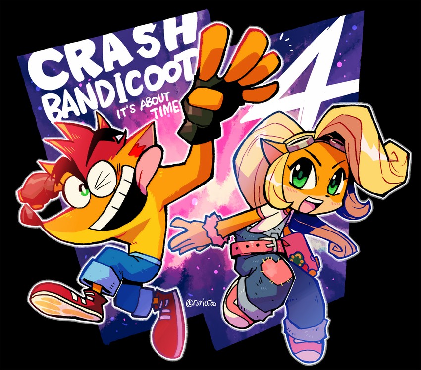 coco bandicoot and crash bandicoot (crash bandicoot) drawn by rariatto_(ganguri)