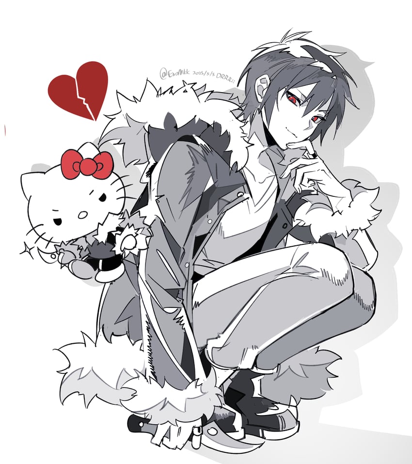 hello kitty and orihara izaya (sanrio and 2 more) drawn by eromkk