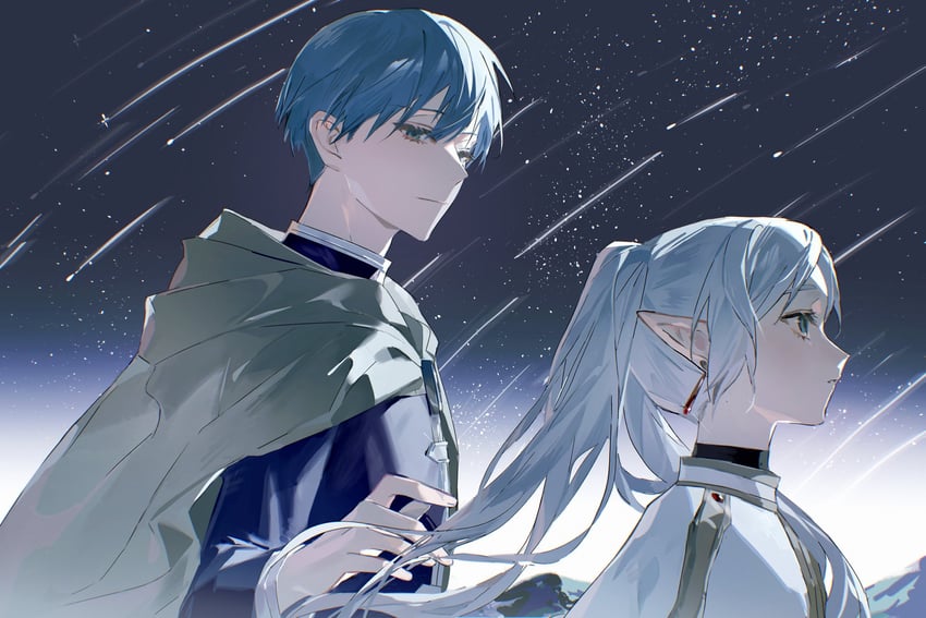 frieren and himmel (sousou no frieren) drawn by qing_yan_xia