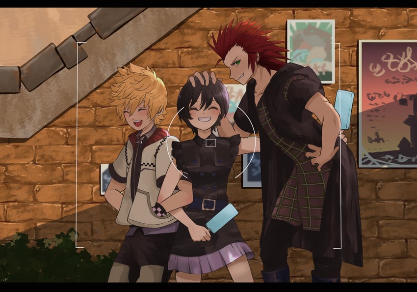 roxas, xion, and axel (kingdom hearts and 1 more) drawn by kawame626