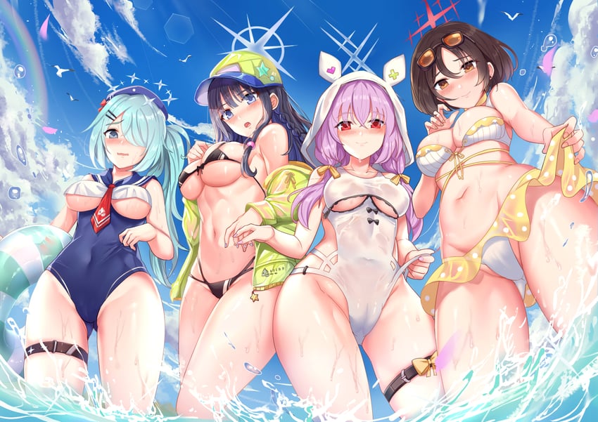 saori, atsuko, hiyori, and misaki (blue archive) drawn by yougenko