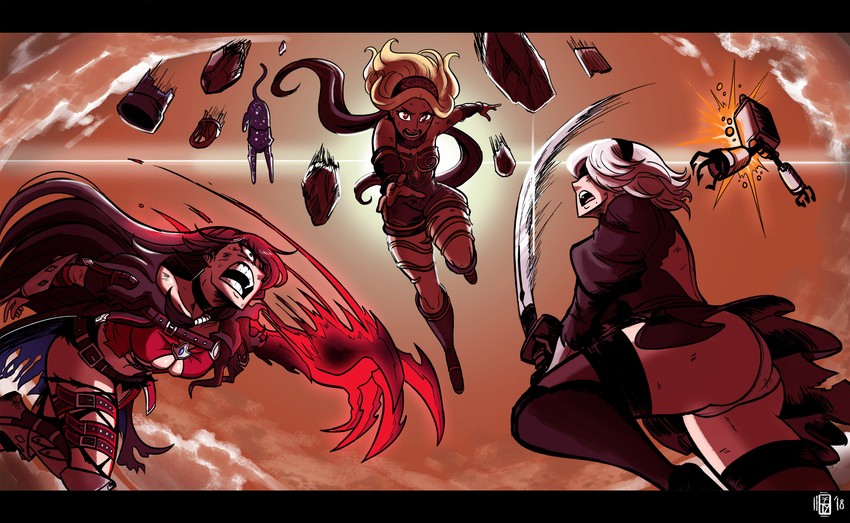 2b, pod, kitten, velvet crowe, and dusty (tales of and 5 more) drawn by scruffyturtles
