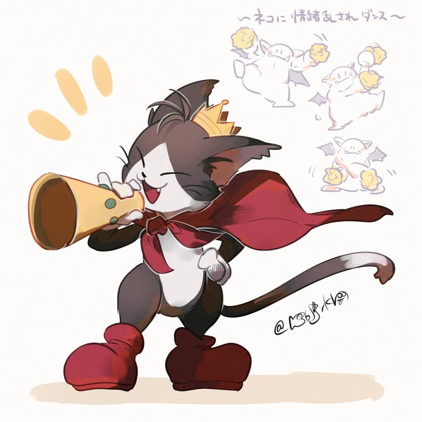 moogle and cait sith (final fantasy and 1 more) drawn by hanaon