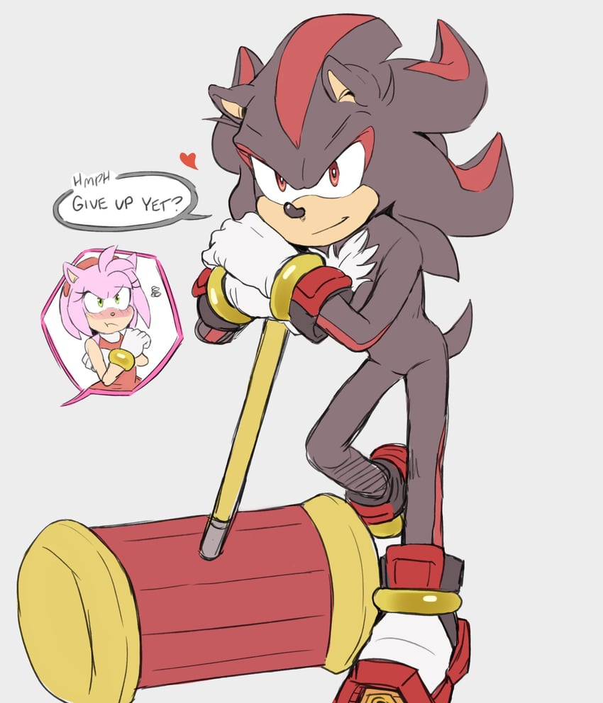 shadow the hedgehog and amy rose (sonic) drawn by aimy_neko