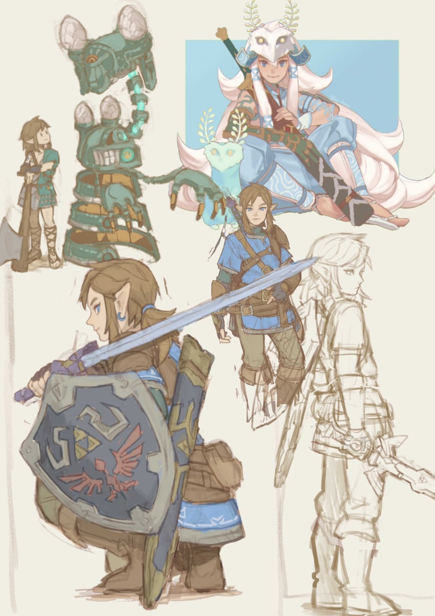 link, blupee, and steward construct (the legend of zelda and 1 more) drawn by ivy_(sena0119)
