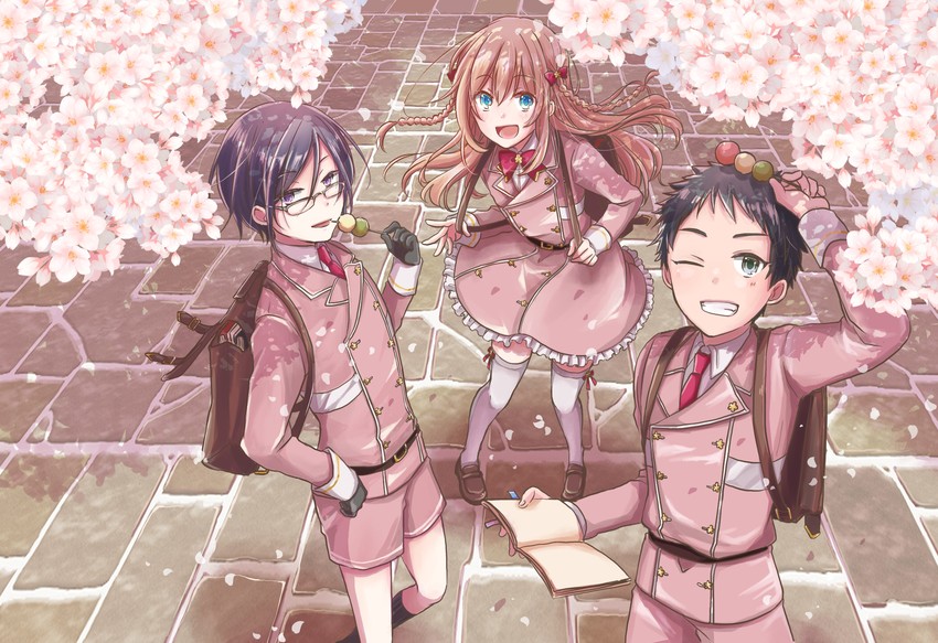 midare toushirou, yagen toushirou, and atsushi toushirou (touken ranbu) drawn by kocho_(kn88)