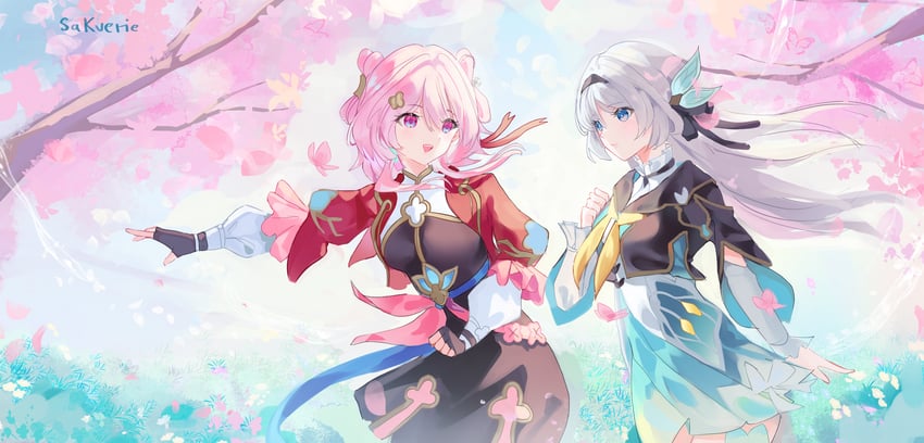 firefly and march 7th (honkai and 1 more) drawn by hiranmayi