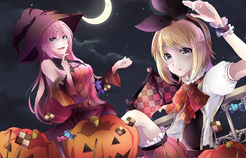 kagamine rin and megurine luka (vocaloid) drawn by yuken_52