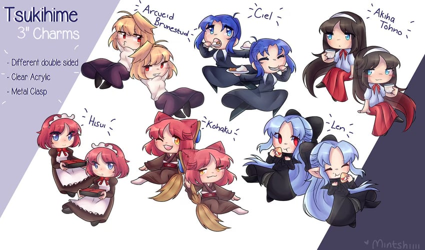 arcueid brunestud, ciel, tohno akiha, kohaku, hisui, and 1 more (tsukihime) drawn by mintshiiii