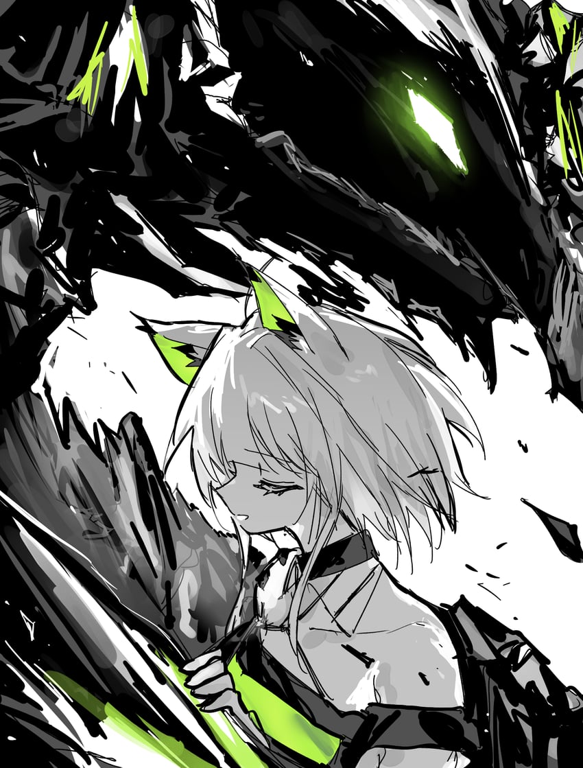 kal'tsit and mon3tr (arknights) drawn by match_bou_(match_match03)