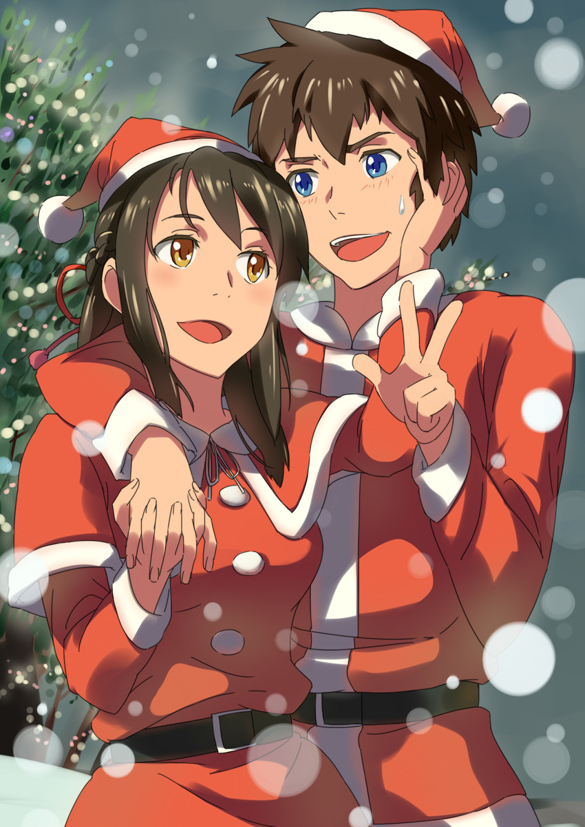 miyamizu mitsuha and tachibana taki (kimi no na wa.) drawn by chiharu_(9654784)