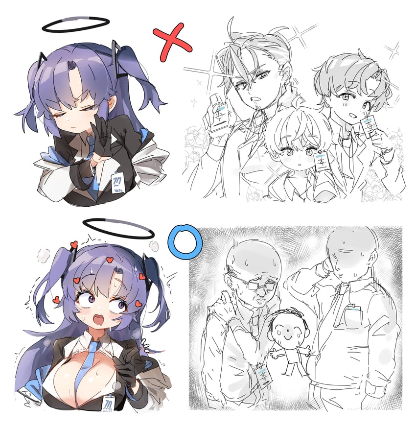 sensei, yuuka, and doodle sensei (blue archive and 1 more) drawn by eunsa
