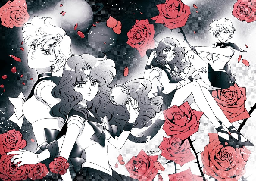 ten'ou haruka, kaiou michiru, sailor uranus, and sailor neptune (bishoujo senshi sailor moon) drawn by kay-i