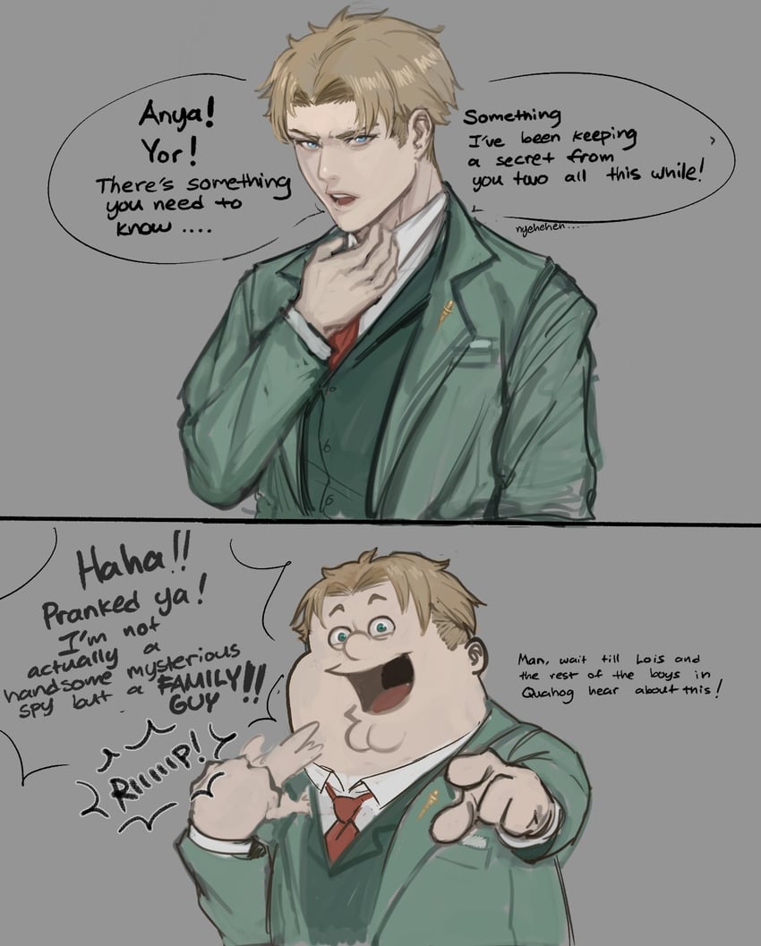 twilight and peter griffin (spy x family and 1 more) drawn by kowai_(iamkowai)
