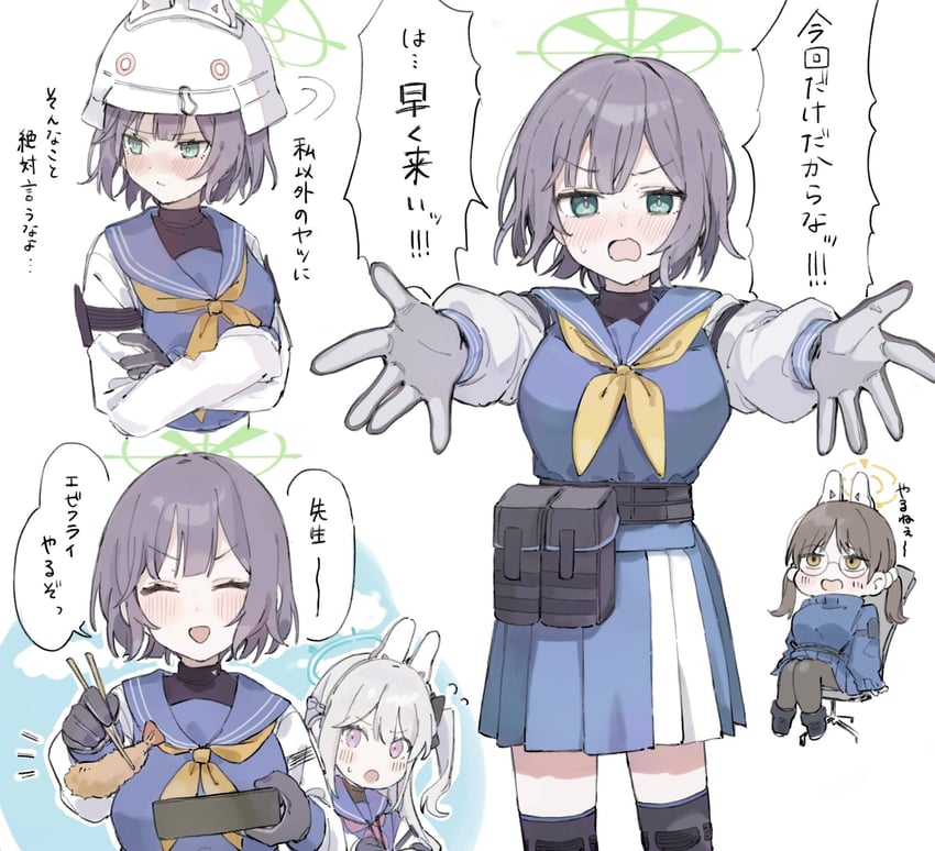 miyako, saki, and moe (blue archive) drawn by oshio_(baniniwana)