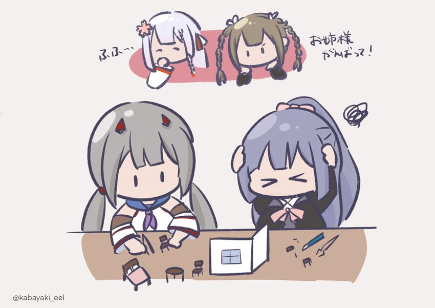 funada ui, fukuyama jeanne sachie, fujita asagao, and kishimoto lucia raimu (assault lily) drawn by kabayaki_(kabayaki_eel)