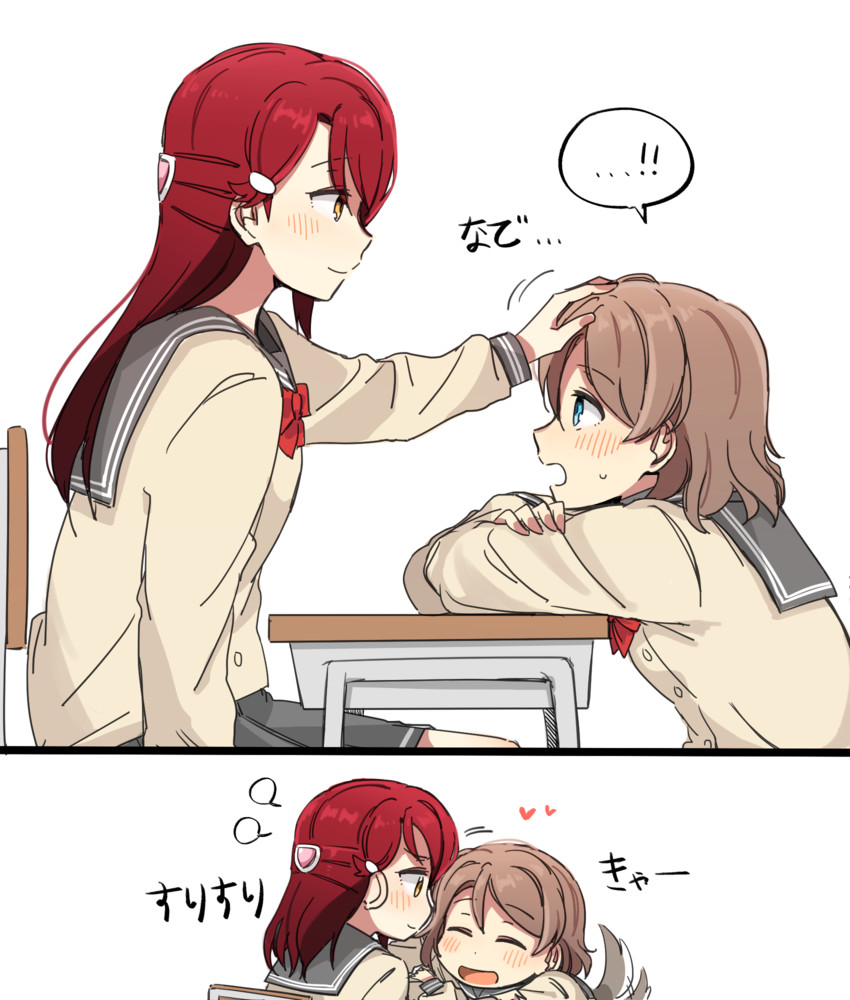watanabe you and sakurauchi riko (love live! and 1 more) drawn by yuyu_(yuyunnm)