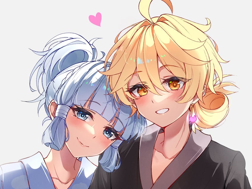aether and kamisato ayaka (genshin impact) drawn by midori_(midori13579)