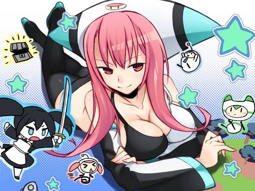 black rock shooter and great puchitto seijin (black rock shooter and 1 more) drawn by ikujitto