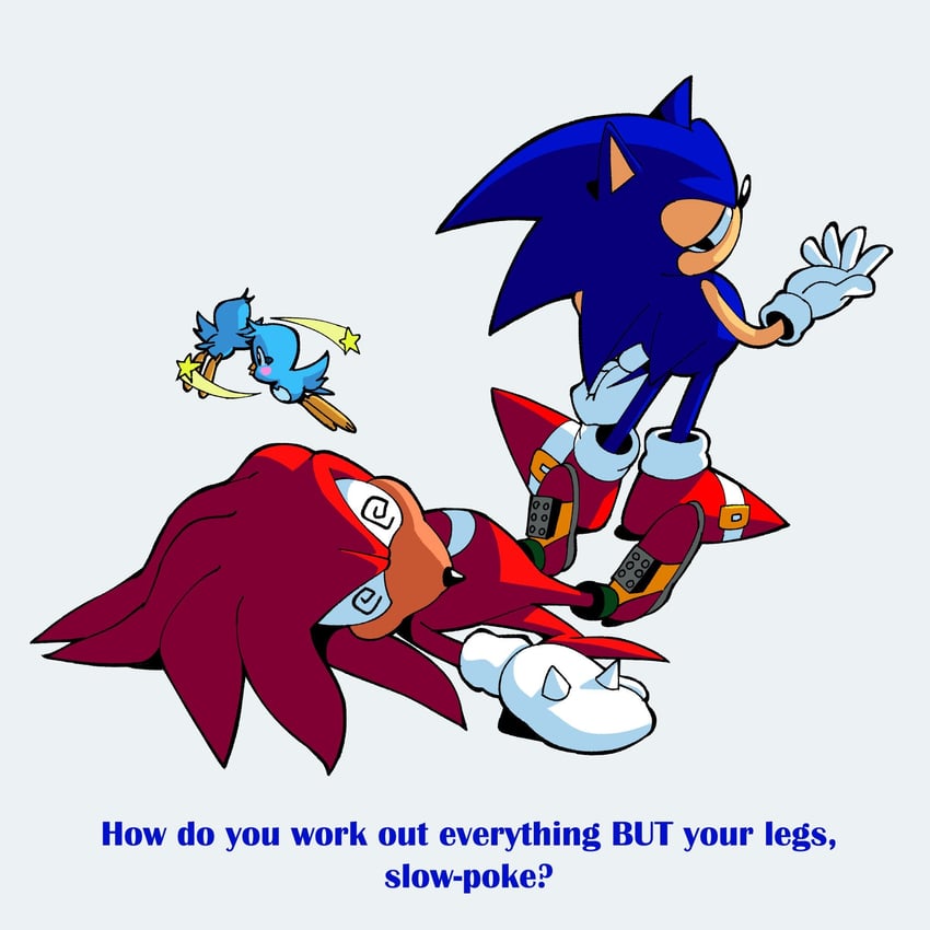sonic the hedgehog, knuckles the echidna, classic sonic, classic knuckles, and flicky (sonic and 3 more) drawn by kolsanart