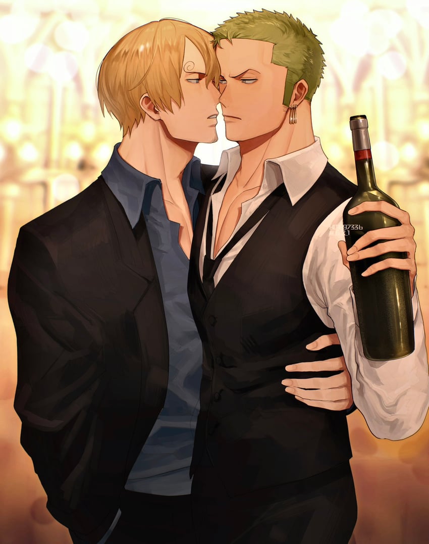 roronoa zoro and sanji (one piece) drawn by hd189733b