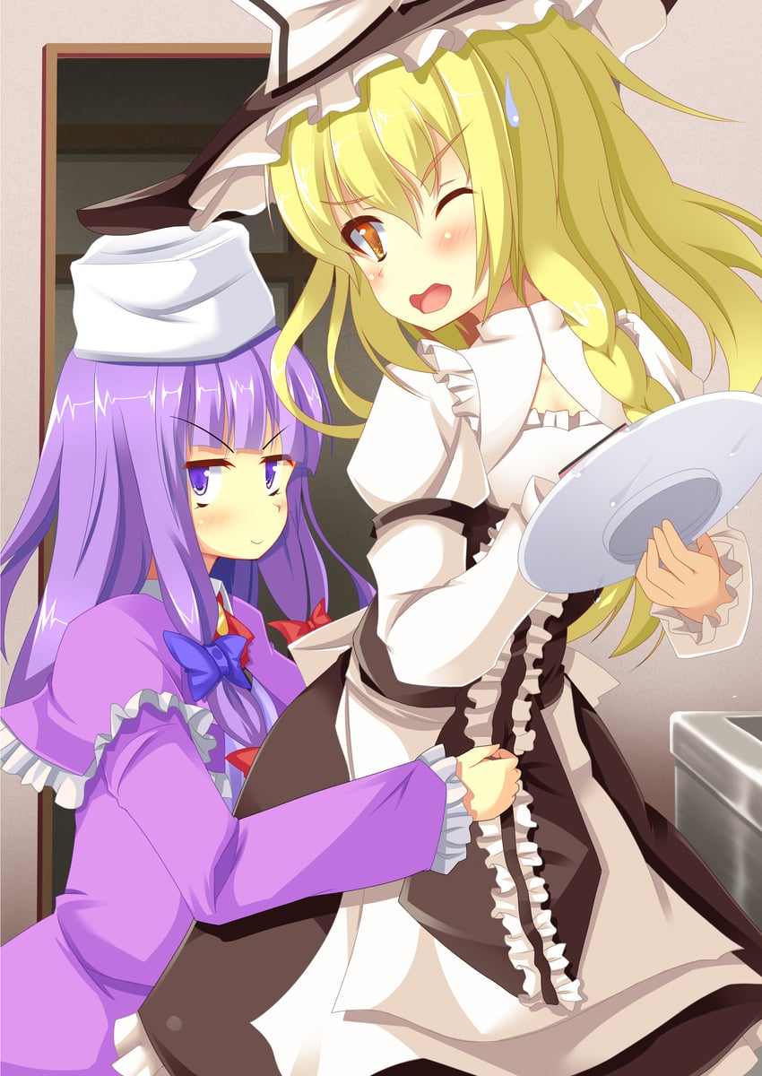 kirisame marisa, patchouli knowledge, mars, and taisa (touhou and 1 more) drawn by szk