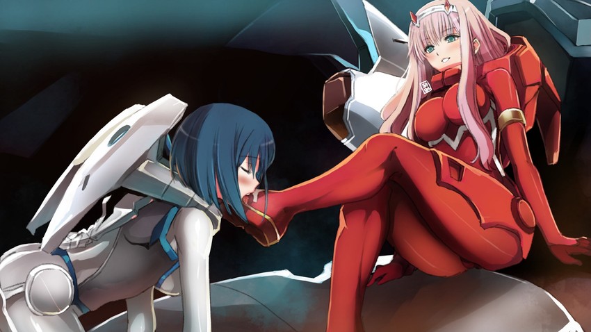 zero two and ichigo (darling in the franxx) drawn by garimpeiro