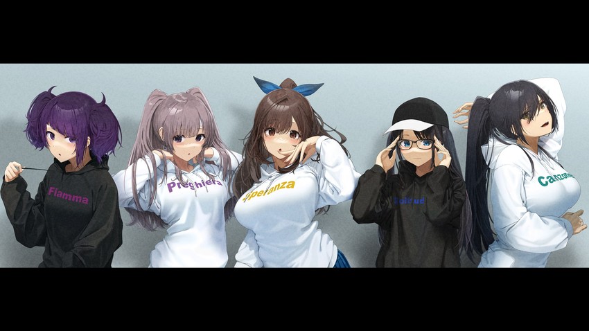 shirase sakuya, tsukioka kogane, tanaka mamimi, yukoku kiriko, and mitsumine yuika (idolmaster and 1 more) drawn by noeru