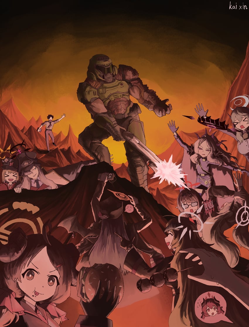 sensei, hina, ako, iori, ibuki, and 7 more (blue archive and 4 more) drawn by kai_xin