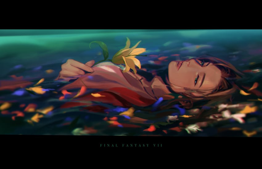 aerith gainsborough (final fantasy and 2 more) drawn by maobabie