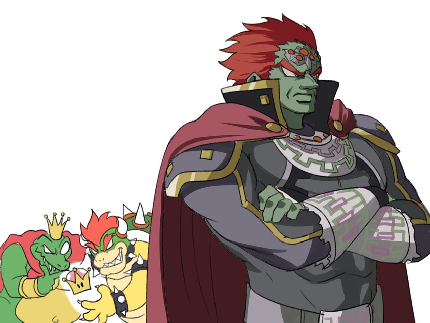 bowser, ganondorf, and king k. rool (the legend of zelda and 6 more) drawn by tina_fate