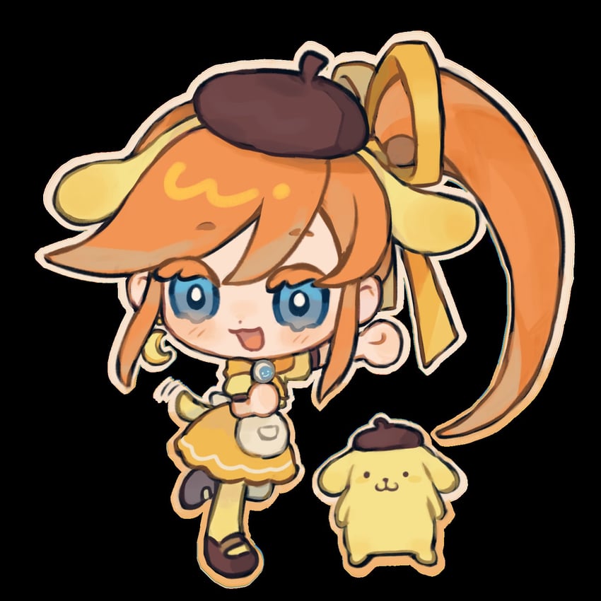 athena cykes and pompompurin (ace attorney and 1 more) drawn by mokaink28