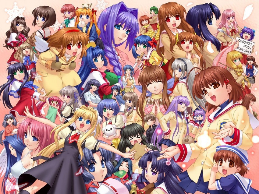 kamio misuzu, furukawa nagisa, fujibayashi kyou, ibuki fuuko, tsukimiya ayu, and 44 more (clannad and 3 more) drawn by zen_(kamuro)