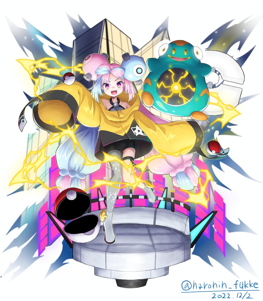 iono and bellibolt (pokemon and 1 more) drawn by haronin_fukke