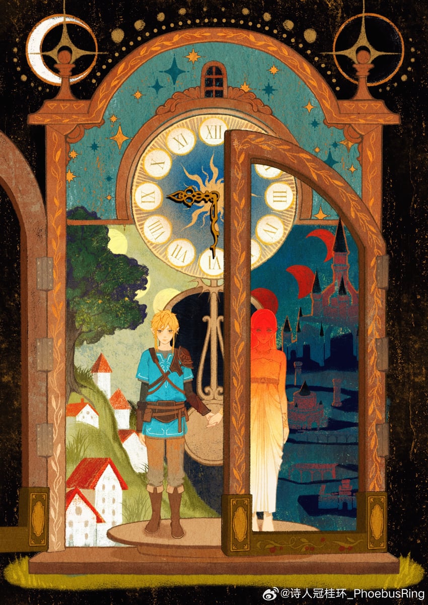 link and princess zelda (the legend of zelda and 1 more) drawn by phoebus_ring