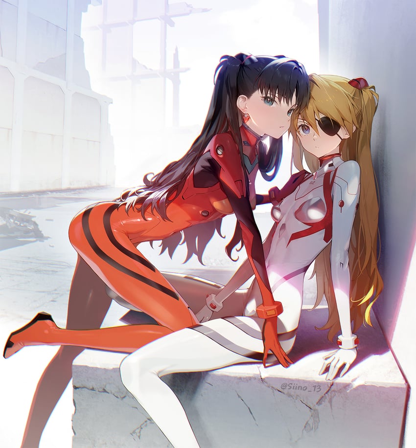 souryuu asuka langley and tohsaka rin (fate and 4 more) drawn by siino