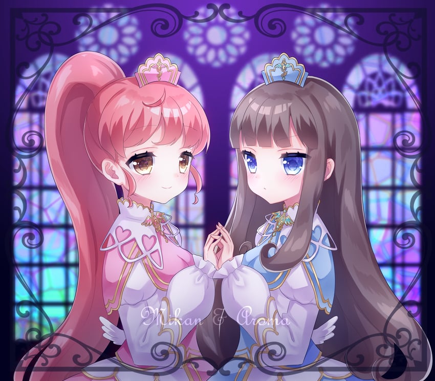 kurosu aroma and shiratama mikan (pretty series and 1 more) drawn by aki_(akinyaaaaa)