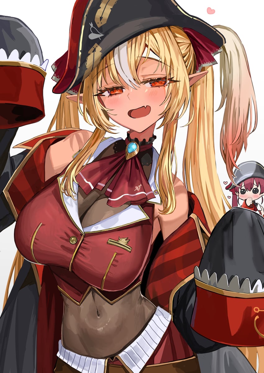 houshou marine and shiranui flare (hololive) drawn by rum_raisin_(chihiromakita19)