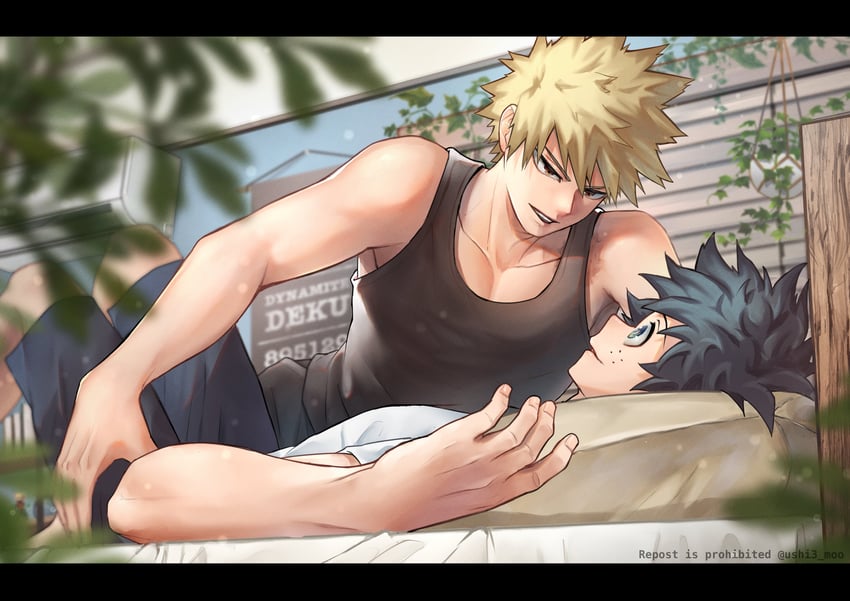 midoriya izuku and bakugou katsuki (boku no hero academia) drawn by ushi3_moo