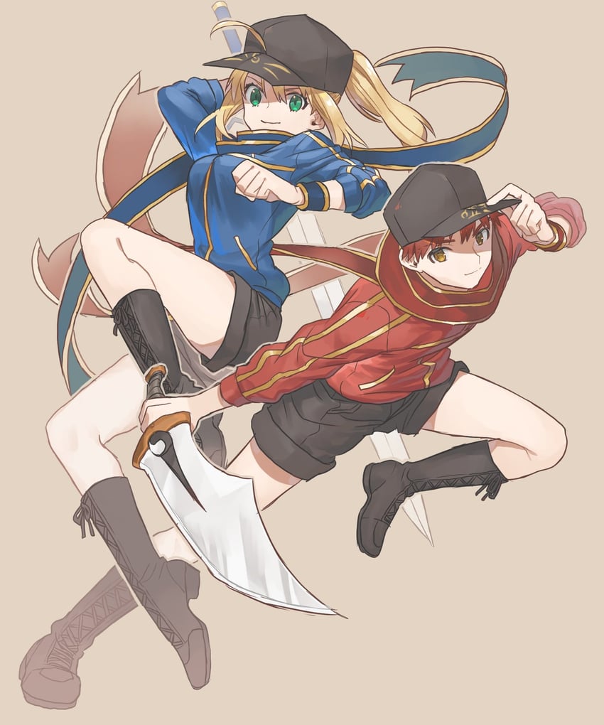 artoria pendragon, emiya shirou, and mysterious heroine x (fate and 2 more) drawn by none_(kameko227)