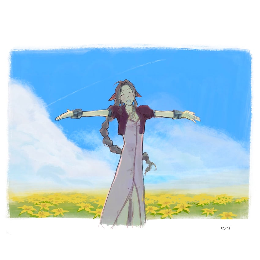 aerith gainsborough (final fantasy and 2 more) drawn by hel_6