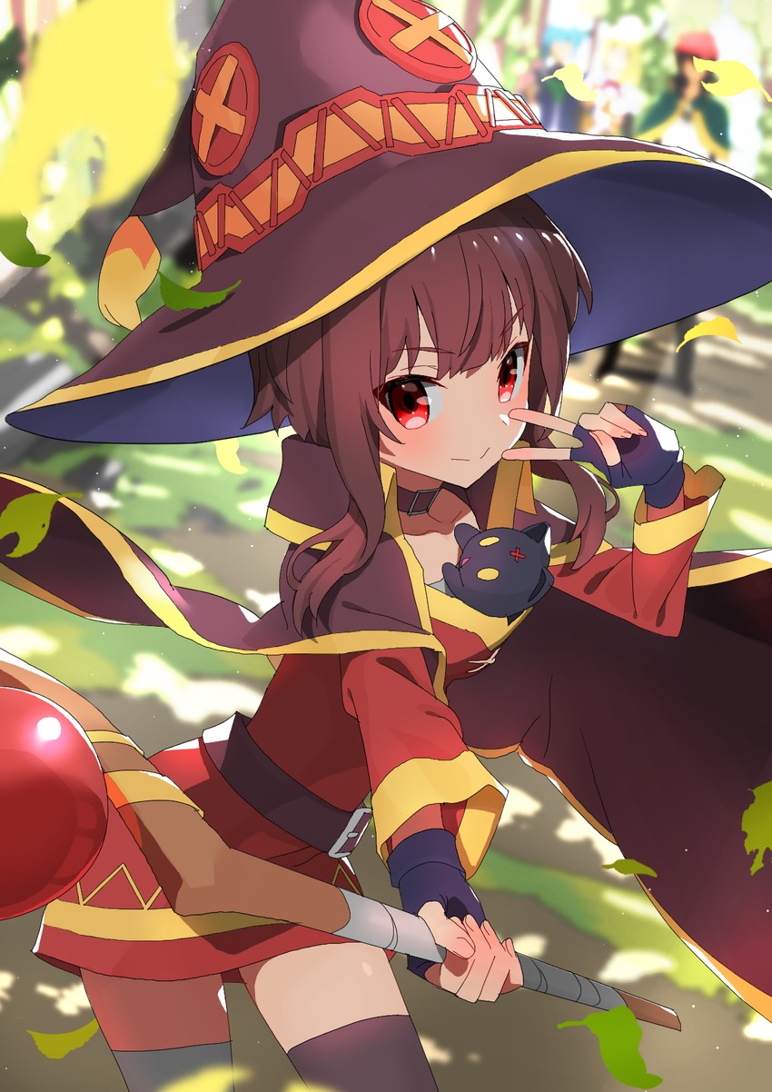 megumin, aqua, darkness, satou kazuma, and chomusuke (kono subarashii sekai ni shukufuku wo!) drawn by zds