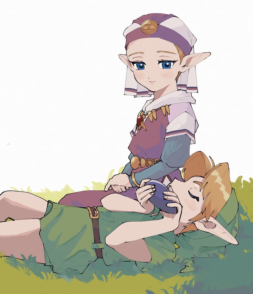 link, princess zelda, young link, and young zelda (the legend of zelda and 1 more) drawn by yamori_(yamoooon21)