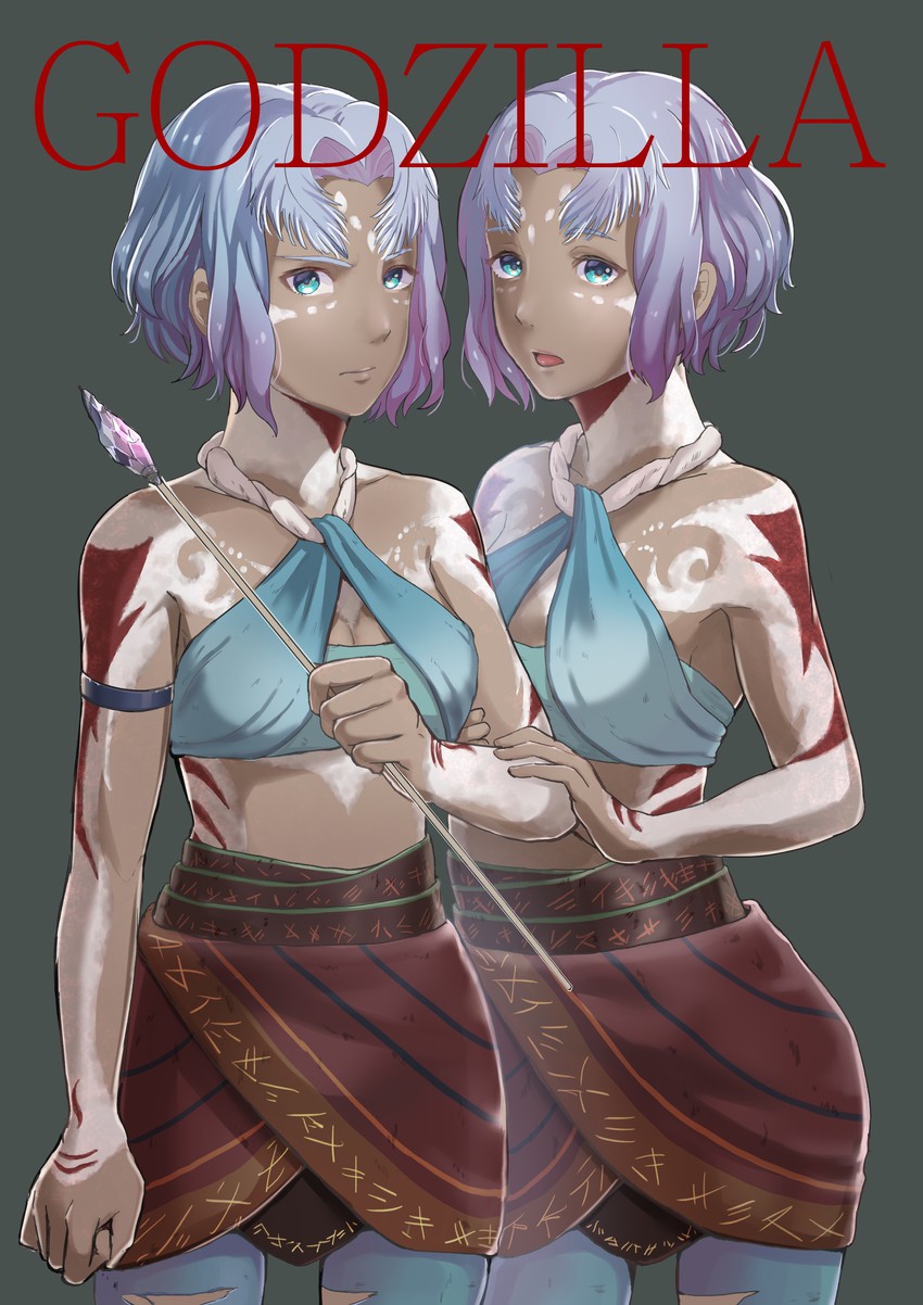 miana and maina (godzilla and 2 more) drawn by amenomuri