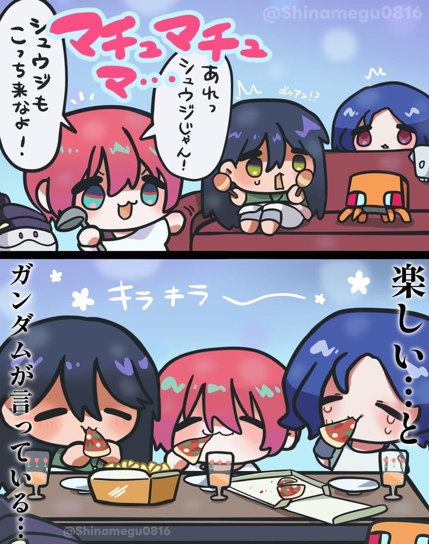 amate yuzuriha, haro, shuji ito, nyaan, and conch (gundam and 1 more) drawn by shinamegu0816