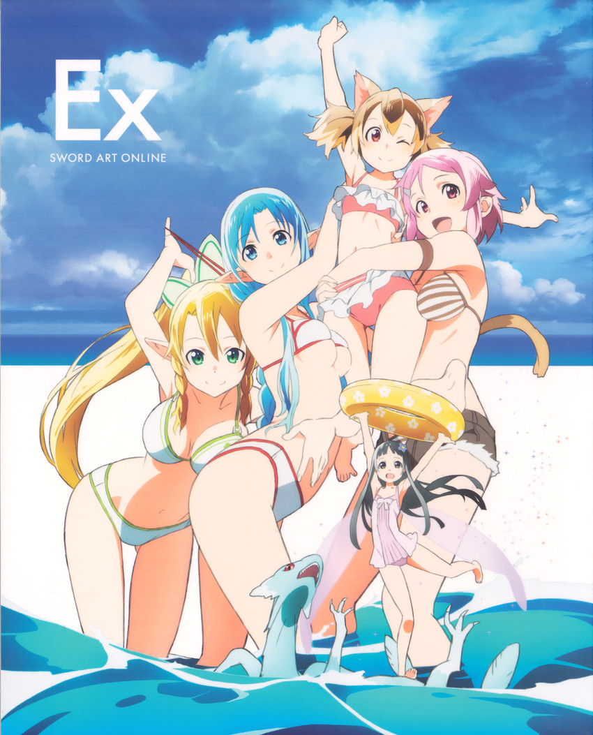 asuna, leafa, silica, lisbeth, yui, and 1 more (sword art online)