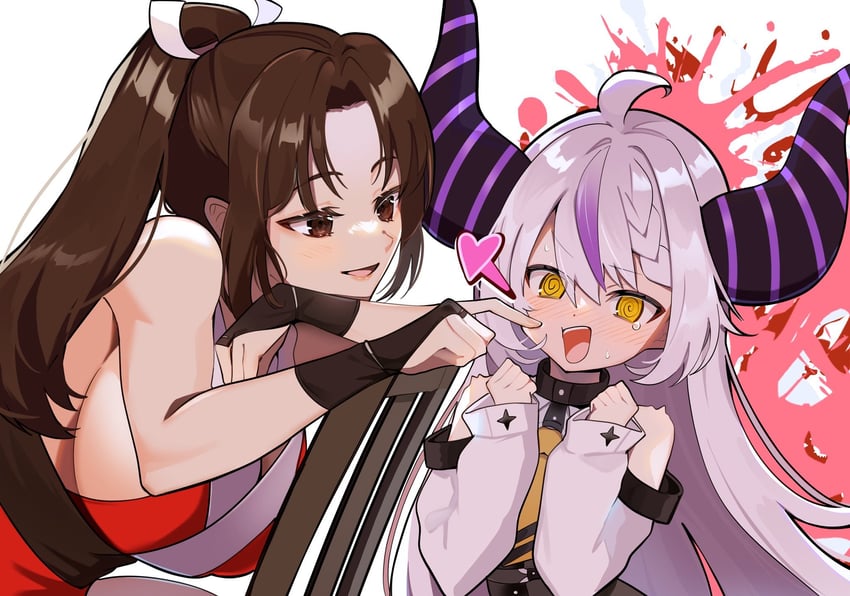 shiranui mai and la+ darknesss (hololive and 3 more) drawn by hayaneruti