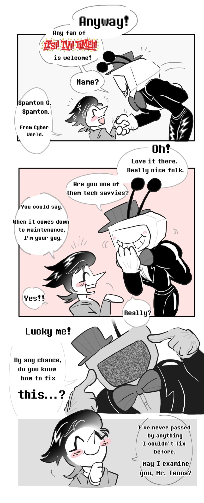 ant tenna and spamton g. spamton (deltarune) drawn by spmtnlove