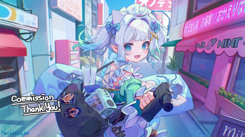 mint fantome and solid snake (indie virtual youtuber and 2 more) drawn by necklesslee