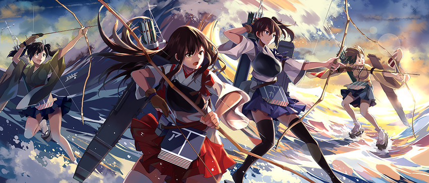 kaga, akagi, souryuu, and hiryuu (kantai collection) drawn by neko_(yanshoujie)